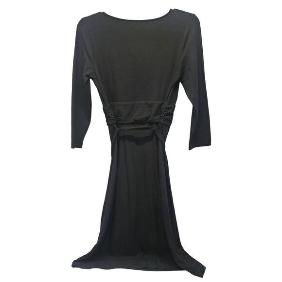 Talbots Black Faux Wrap Dress 3/4 Sleeve NWT Size S D13 - Picture 2 of 8